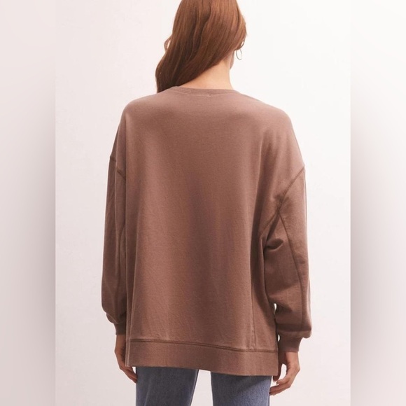Z SUPPLY | Modern Weekender Tan Crewneck Oversized Sweater - Picture 11 of 14